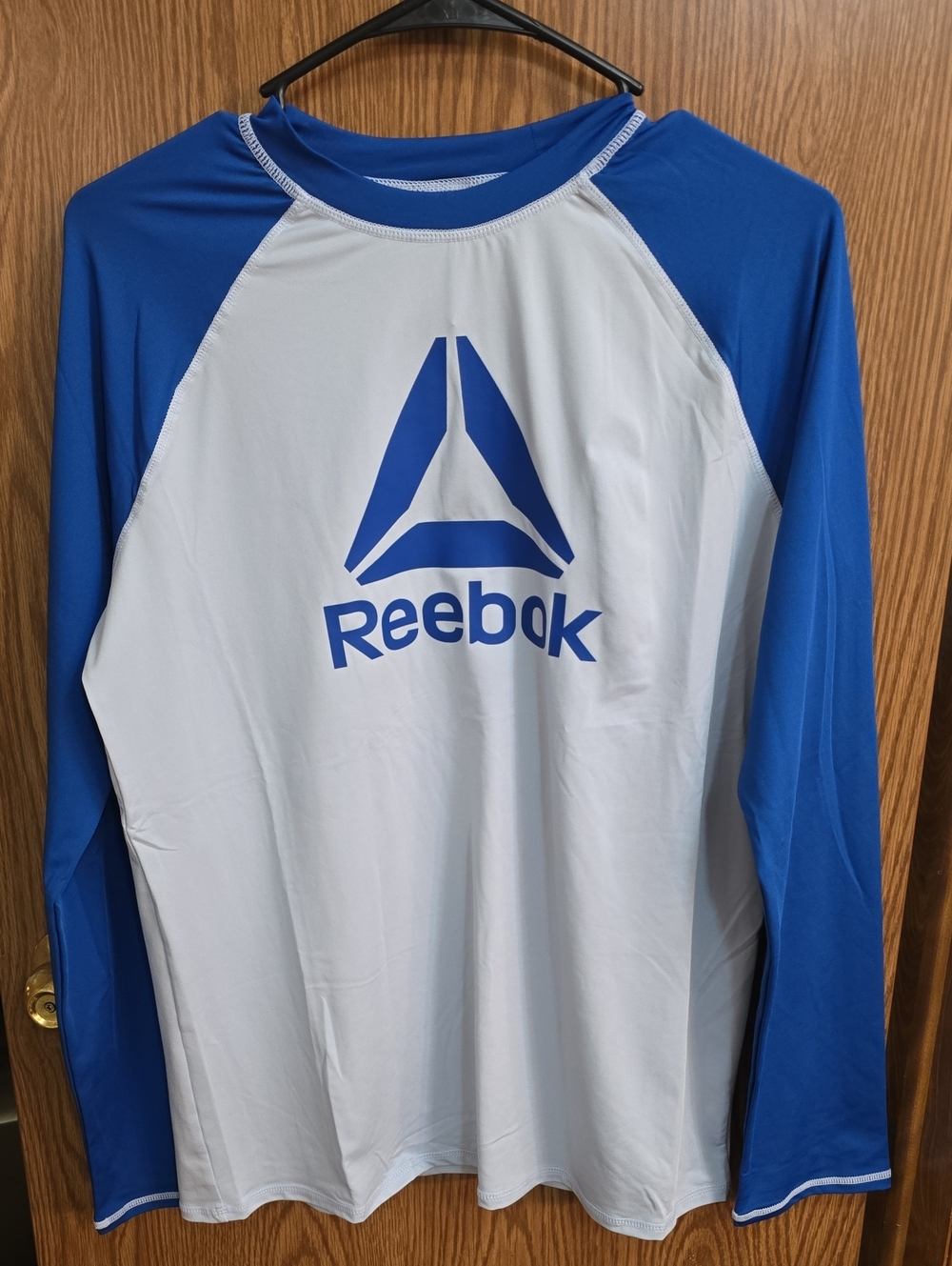 Reebok Longsleeve Rashguard Gray & Blue- Boys Size 18 XXL